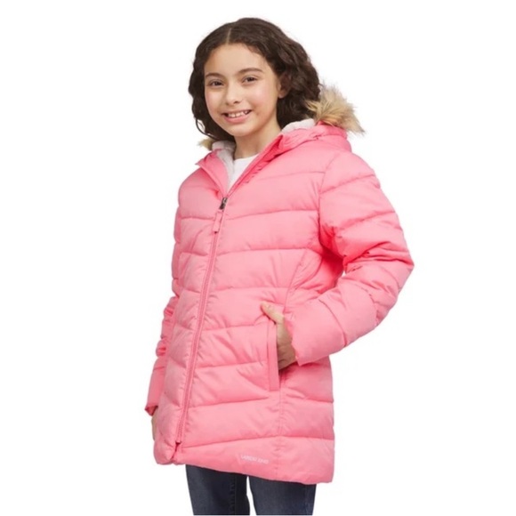 Land's End Hooded Youth Parka Jacket - Salt Washed Pink NEW - Picture 14 of 16